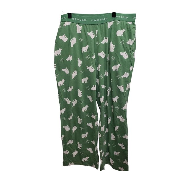 Life is Good Lounge Pajama Pant Green Polar Bear Size Large - Picture 1 of 5